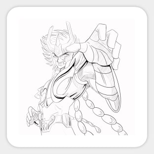 ikki the phoenix saint in saint seiya ecopop line art style Sticker